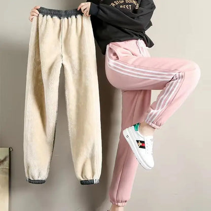 Autumn and winter thermal pants plush thickened cashmere like sweatpants for women's casual thermal pants Harun loose leggings