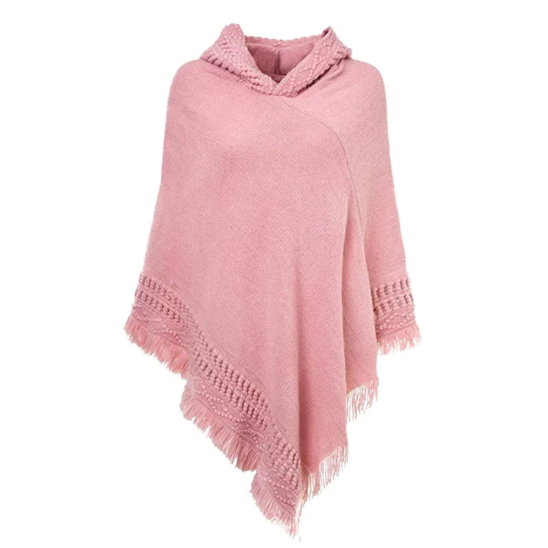 woman Women's Ponchos autumn and winter knitted hooded sweater loose cover sweater fat MM loose knitted sweater shawl Capes Coat