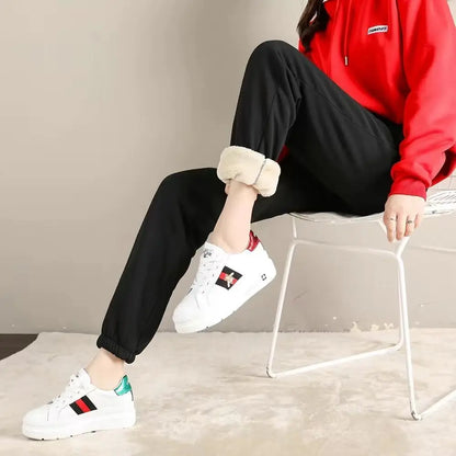 Autumn and winter thermal pants plush thickened cashmere like sweatpants for women's casual thermal pants Harun loose leggings