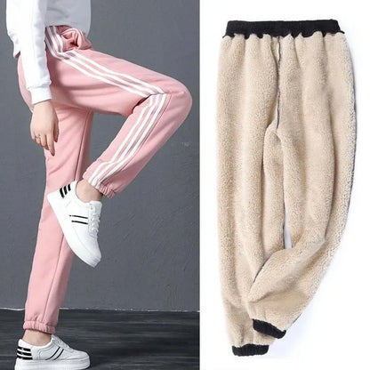 Autumn and winter thermal pants plush thickened cashmere like sweatpants for women's casual thermal pants Harun loose leggings