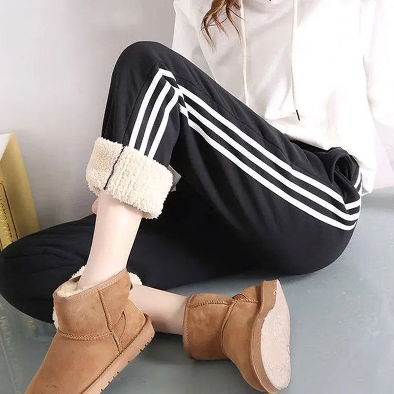 Autumn and winter thermal pants plush thickened cashmere like sweatpants for women's casual thermal pants Harun loose leggings